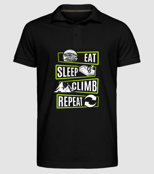 Eat sleep climb repeat model negru pe tricou