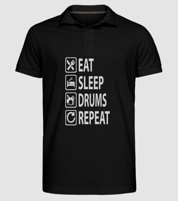 Eat Sleep Drum Repeat model negru pe tricou