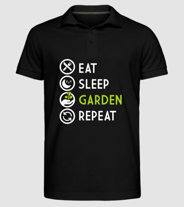 Eat sleep garden repeat model negru pe tricou