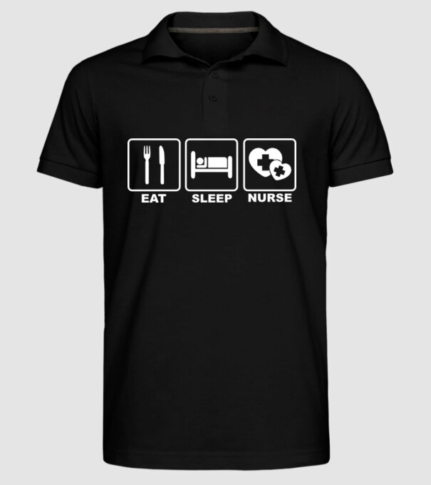 Eat Sleep Nurse model negru pe tricou