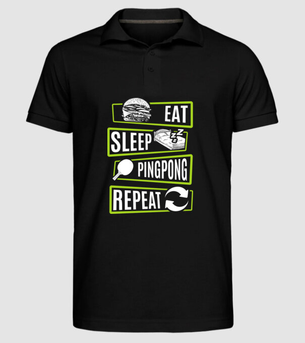 Eat sleep PING PONG repeat model negru pe tricou