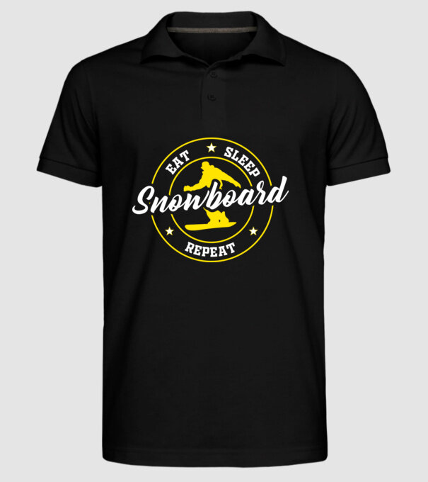 eat sleep snowboard model negru pe tricou