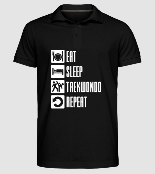 Eat sleep taekwondo model negru pe tricou
