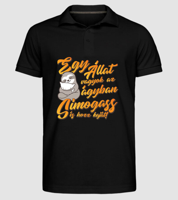 sunt un animal în pat, mângâie-mă și adu-mi mâncare! model negru pe tricou