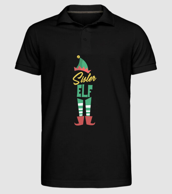 Elf family sister model negru pe tricou