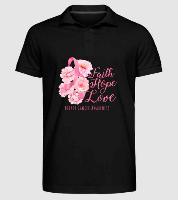 Faith hope love model negru pe tricou