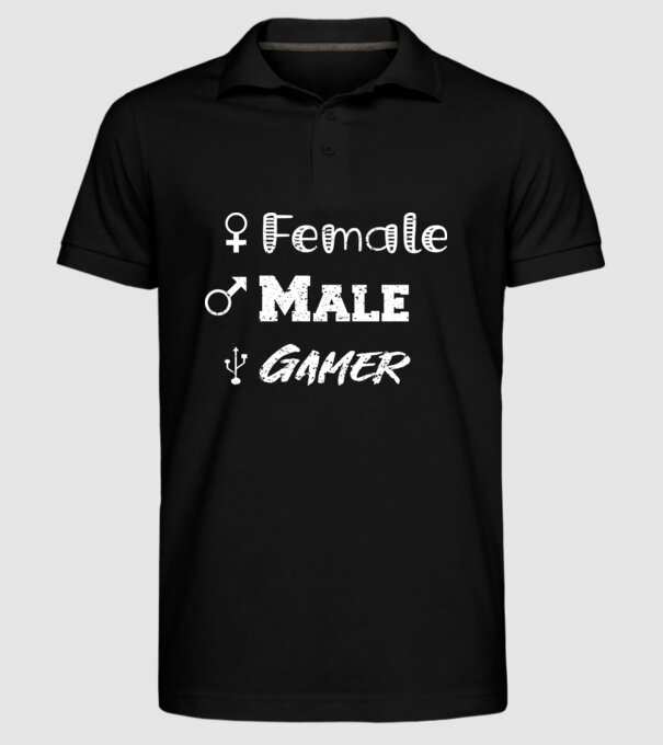 Female Male Gamer model negru pe tricou