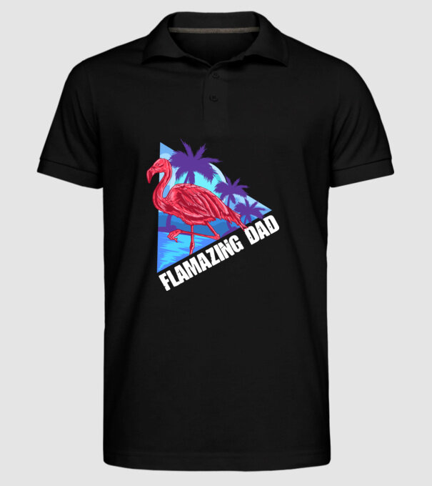 Flamingo dad model negru pe tricou