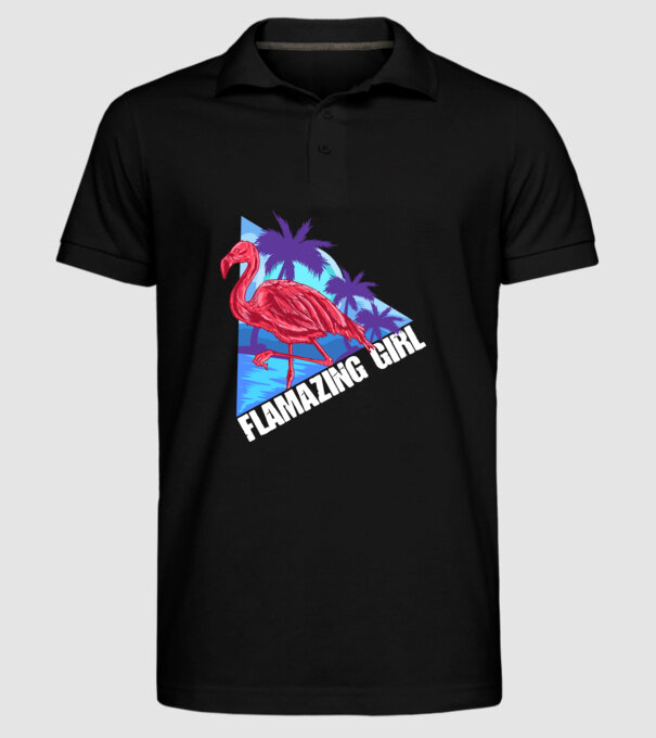 Flamingo girl model negru pe tricou
