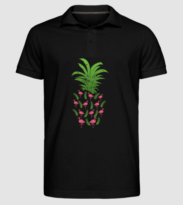 Flamingo ananas model negru pe tricou