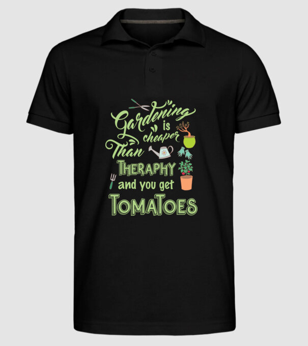 Gardening is cheaper than theraphy model negru pe tricou