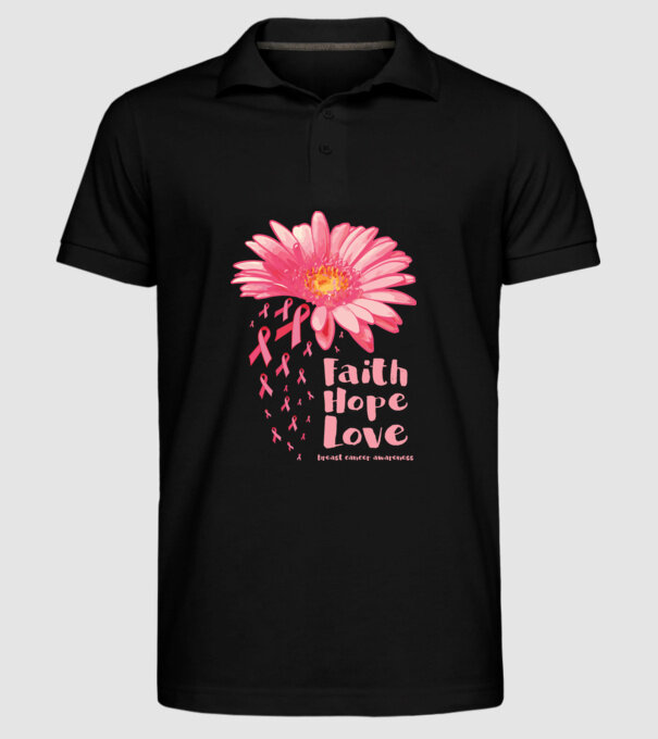 Gerbera faith hope love model negru pe tricou