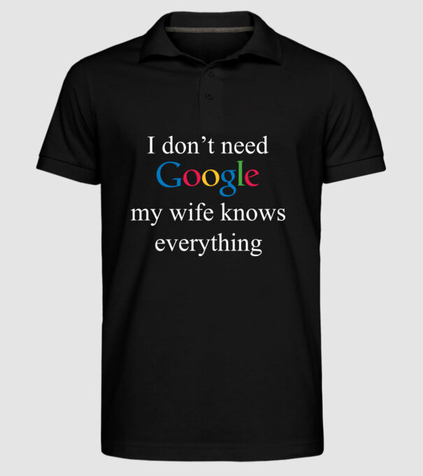 Google wife model negru pe tricou