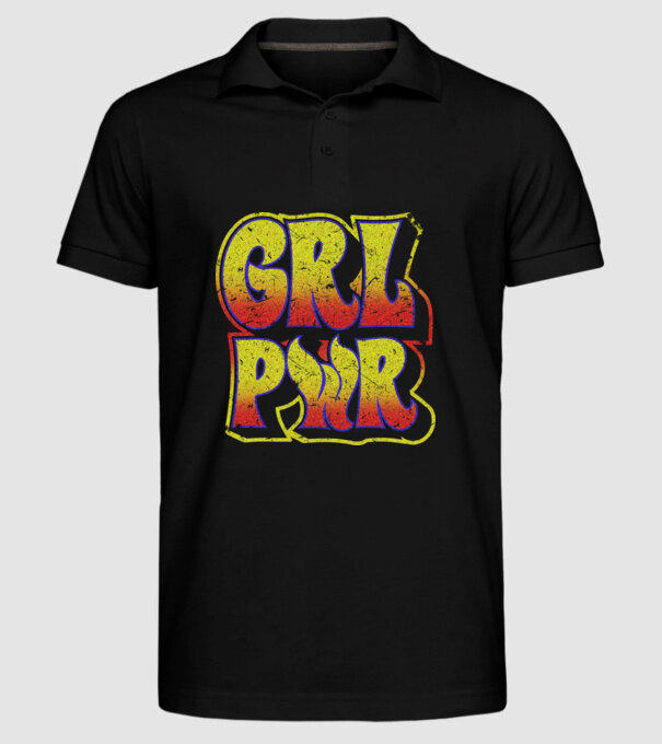 Girl Power retro model negru pe tricou