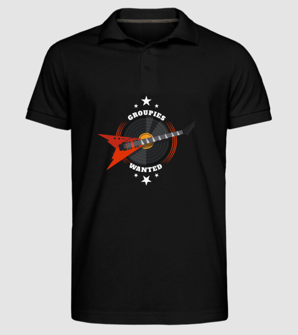 Groupies Wanted model negru pe tricou