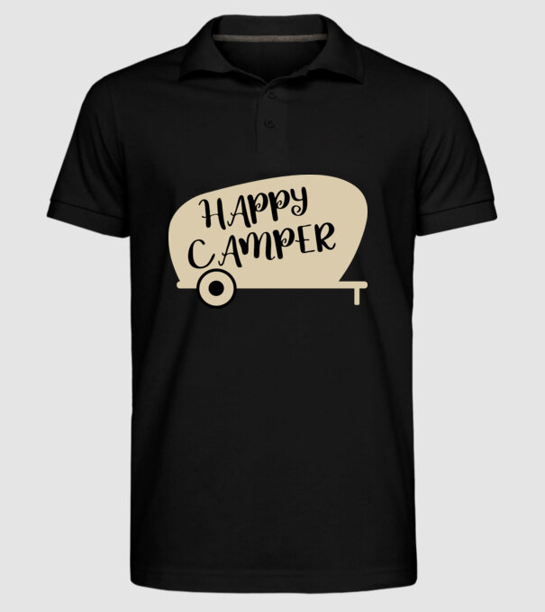 Happy camper text model negru pe tricou