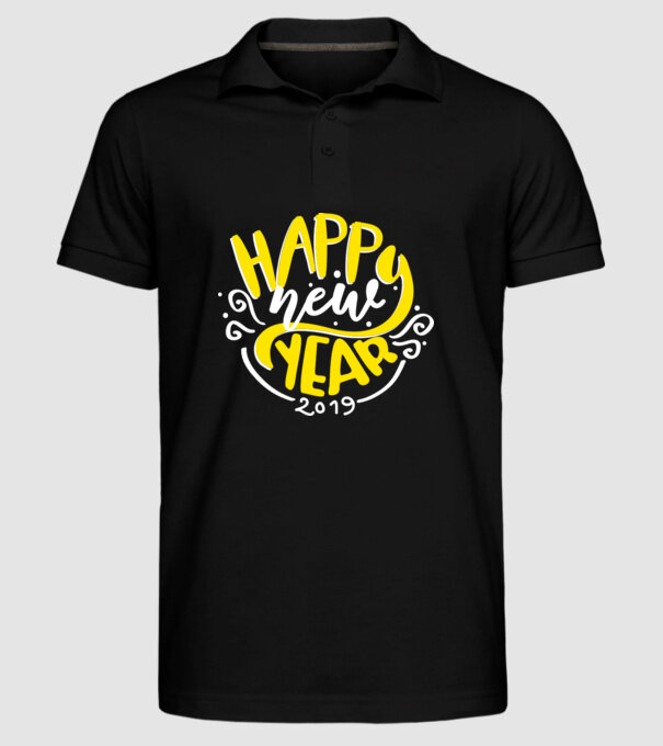 Happy new 2019 model negru pe tricou