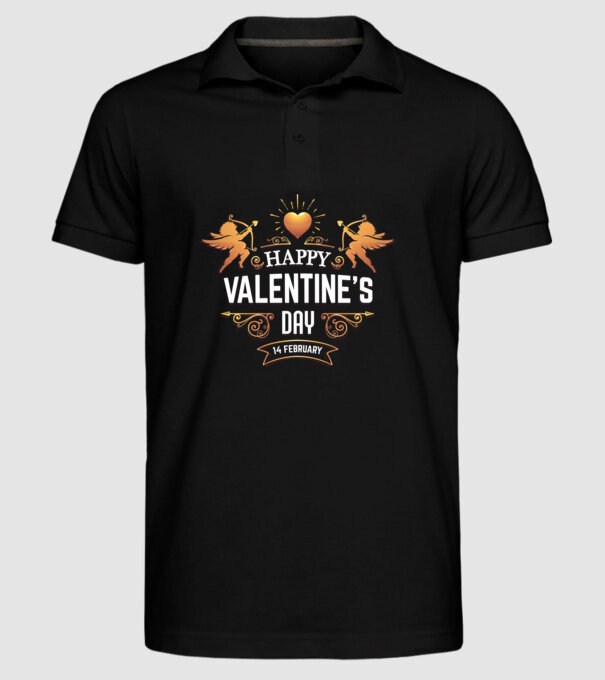 'Happy Valentine''s Day!' model negru pe tricou