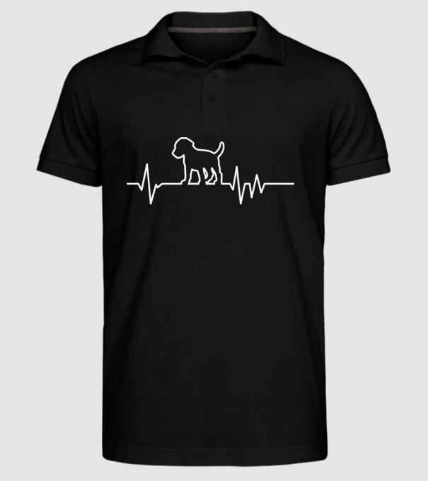 Heartbeat line Beagle model negru pe tricou