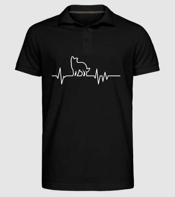 Heartbeat line Border Collie model negru pe tricou