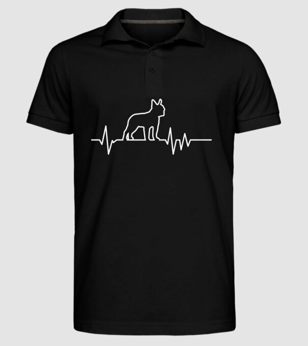 Heartbeat line Boston Terrier model negru pe tricou