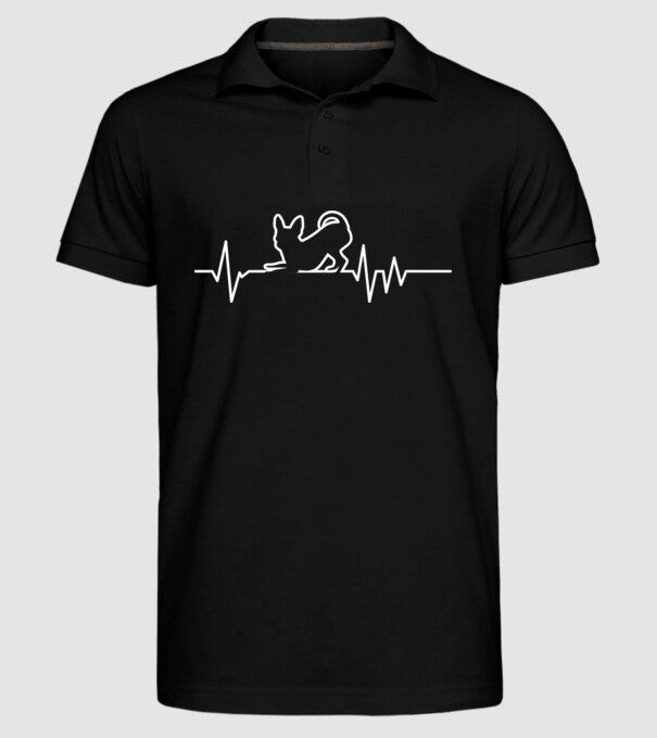 Heartbeat line Chihuahua model negru pe tricou