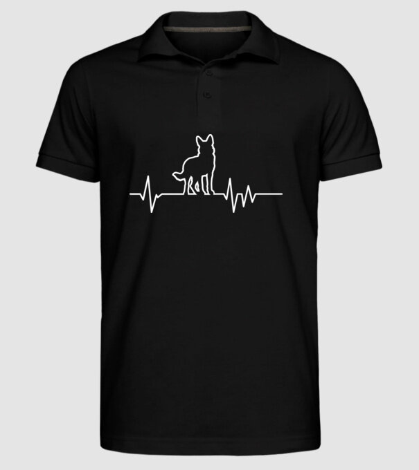Heartbeat line Ciobănesc german model negru pe tricou