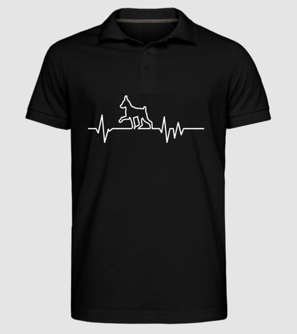 Heartbeat line Pinscher model negru pe tricou