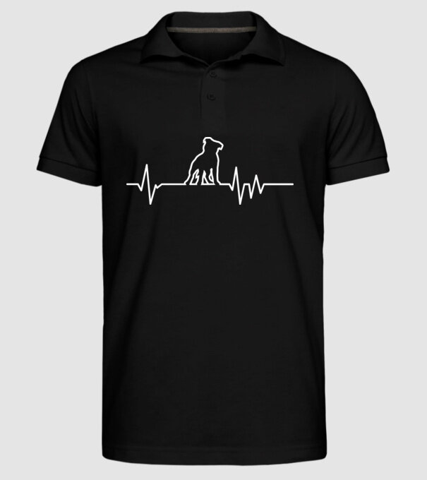 Heartbeat line Staffordshire Terrier model negru pe tricou