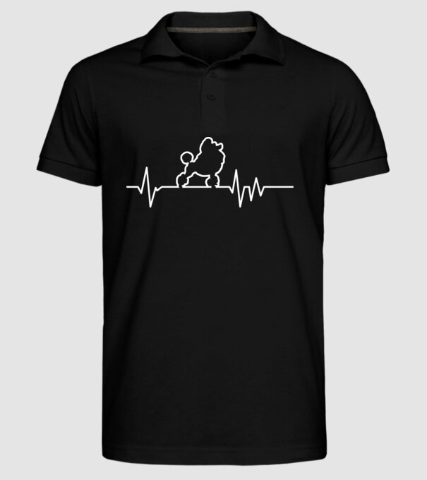 Heartbeat line Pudel model negru pe tricou