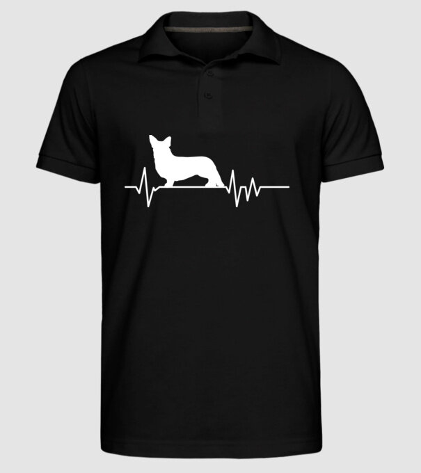 Heartbeat silueta Corgie model negru pe tricou