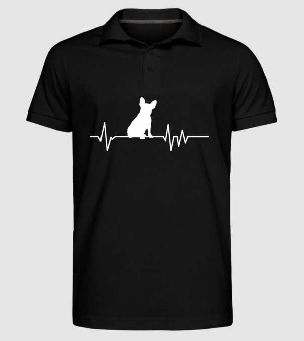 Heartbeat siluetă Bulldog francez model negru pe tricou