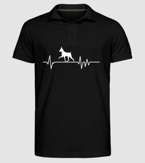 Heartbeat silueta Pinscher model negru pe tricou