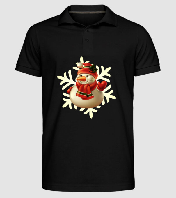 Om de zăpadă Moș Crăciun model negru pe tricou
