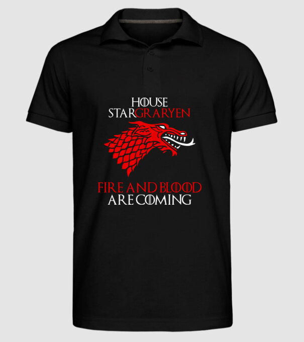 house stargaryen model negru pe tricou