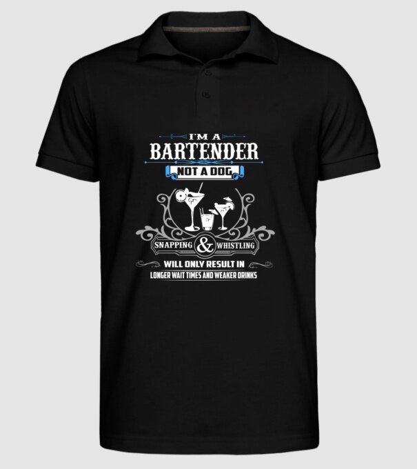 'I''m a bartender NOT a dog' model negru pe tricou
