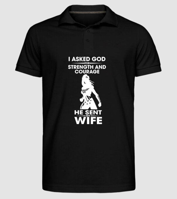 I asked God for strenght and courage model negru pe tricou