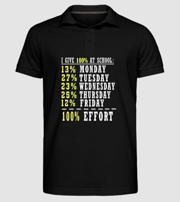 I give 100% at school model negru pe tricou