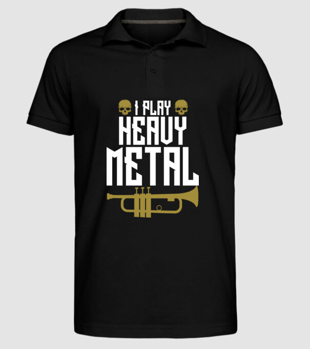 I play heavy metal trumpet model negru pe tricou