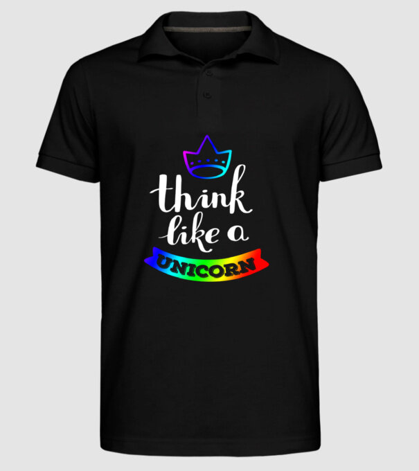 I think like a UNICORN model negru pe tricou