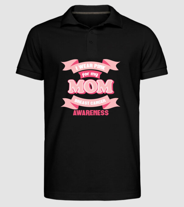I wear pink for my mom model negru pe tricou