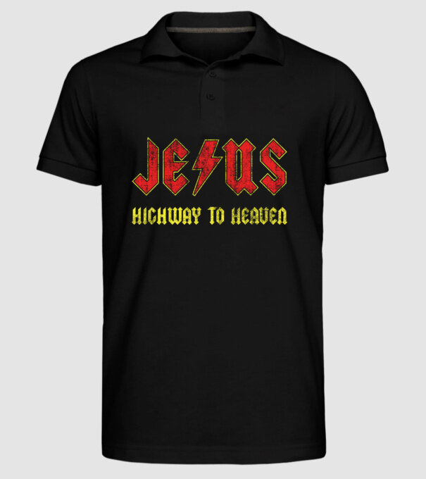 JESUS HIGHWAY TO HEAVEN model negru pe tricou