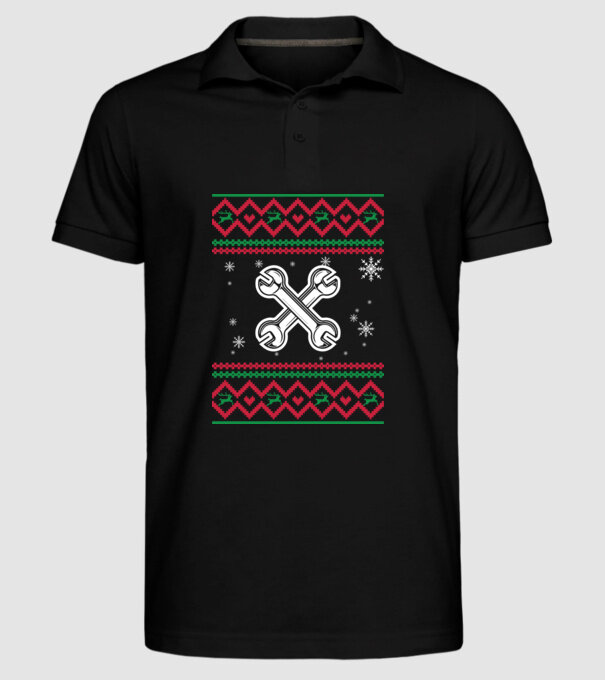 Model tricotat de Crăciun - mecanic auto model negru pe tricou