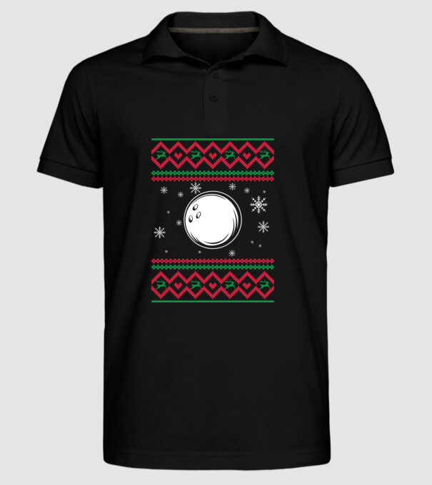 Model tricotat de Crăciun - bowling model negru pe tricou