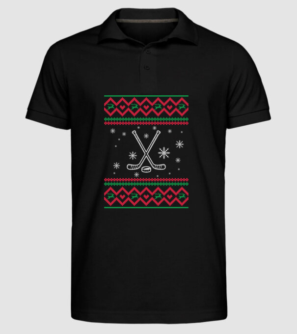 Model tricotat de Crăciun - hochei model negru pe tricou
