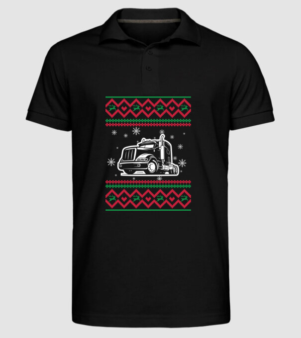 Model tricotat de Crăciun - camion model negru pe tricou