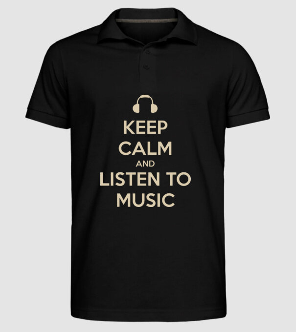 keep calm and listen to music model negru pe tricou