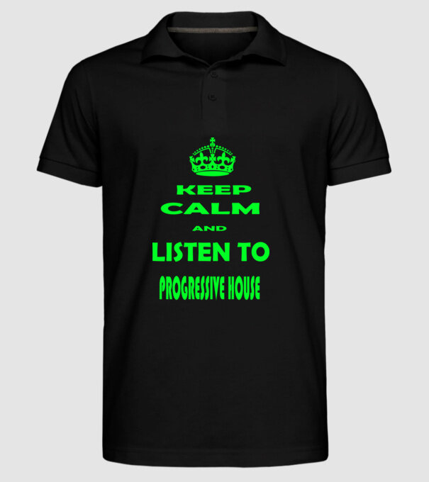Keep Calm and Listen to prog-house model negru pe tricou