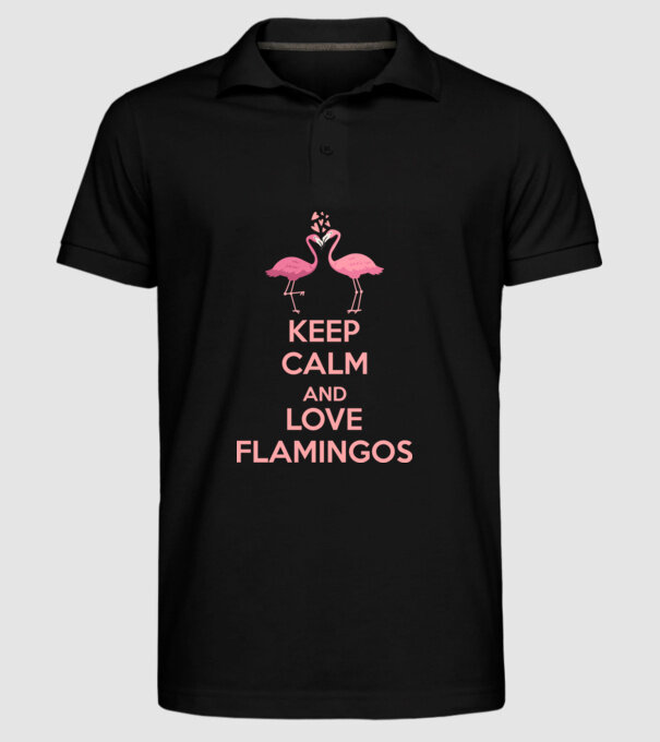 KEEP CALM and love flamingos pink model negru pe tricou