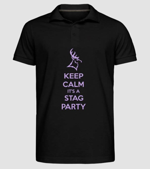 Keep calm stag party on model negru pe tricou